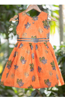 Printed Orange Kids Dress (KR1204)